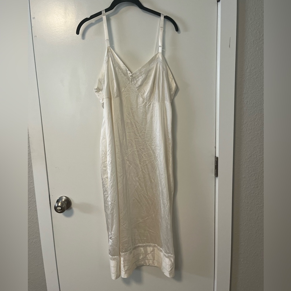 Elegant White Satin Slip Midi Dress